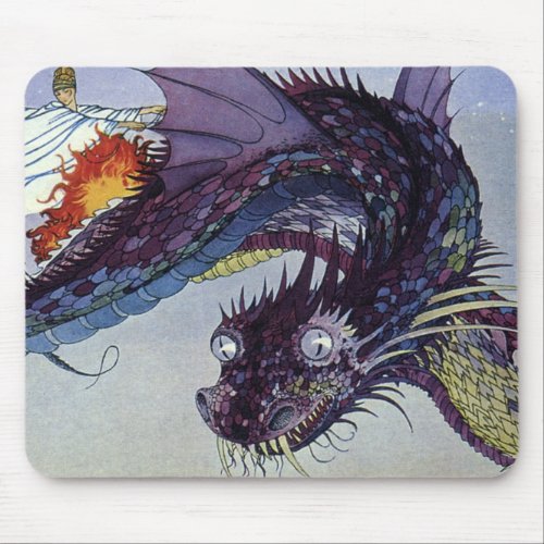 Dragon Classic Illustration Flying Medieval Mouse Pad