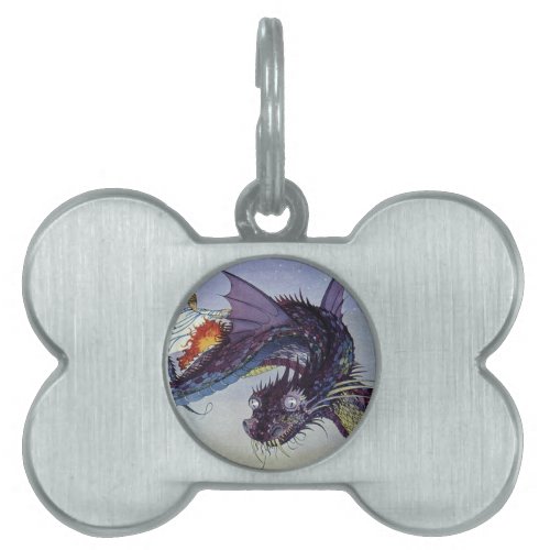 Dragon Classic Illustration Flying Medieval Pet Name Tag