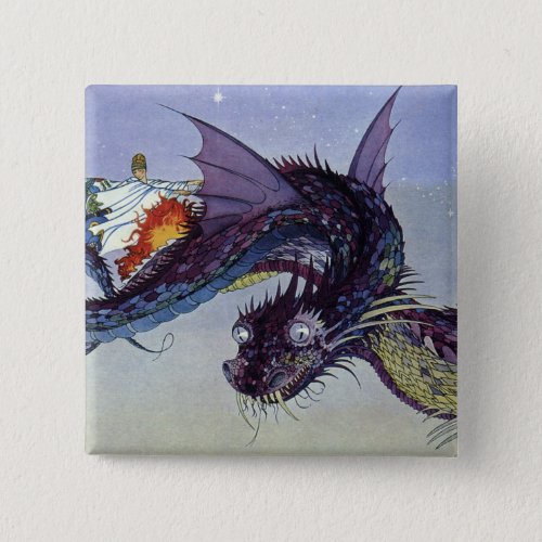 Dragon Classic Illustration Flying Medieval Pinback Button