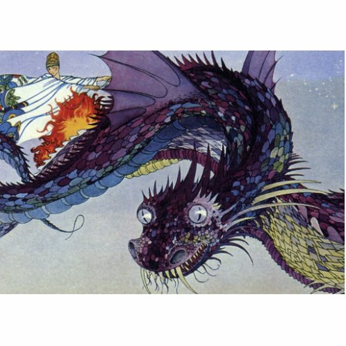 Dragon Classic Illustration Flying Medieval Statuette