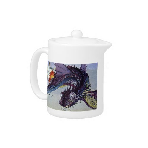 Dragon Classic Illustration Flying Medieval Teapot