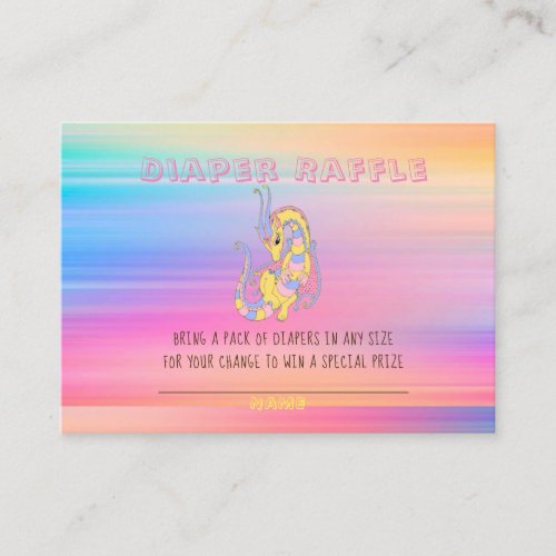 Dragon Colorful Gold Diaper Raffle Baby Shower Business Card