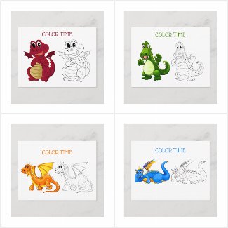 Dragon Coloring Activity Postcards