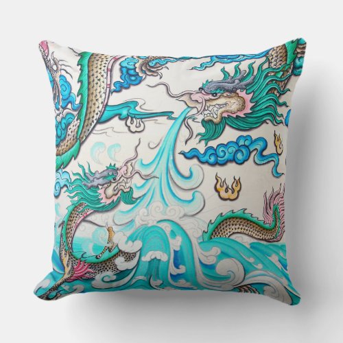 DRAGON COTTON Throw Pillow