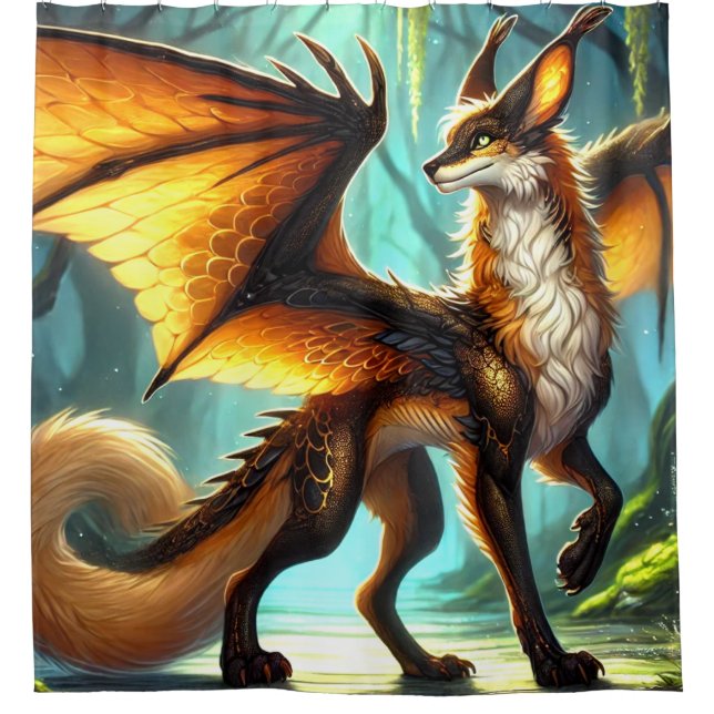 Dragon Creature Shower Curtain (Front)