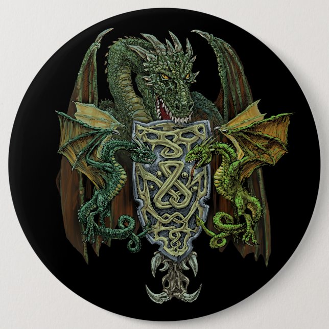 Dragon crest pinback button (Front)