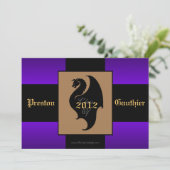 Dragon Crest Purple Senior Graduation Invitation (Standing Front)