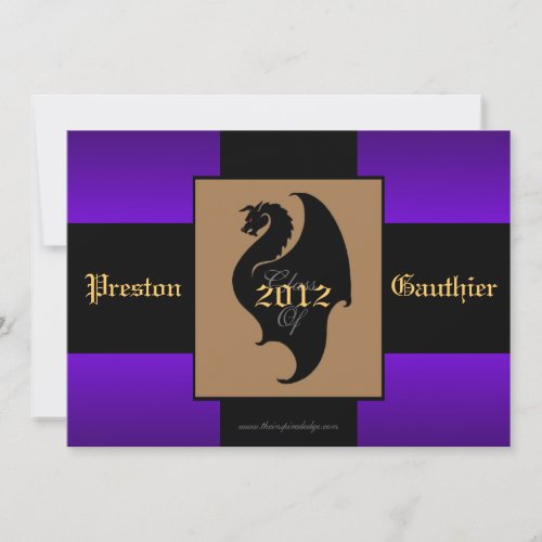 Dragon Crest Purple Senior Graduation Invitation
