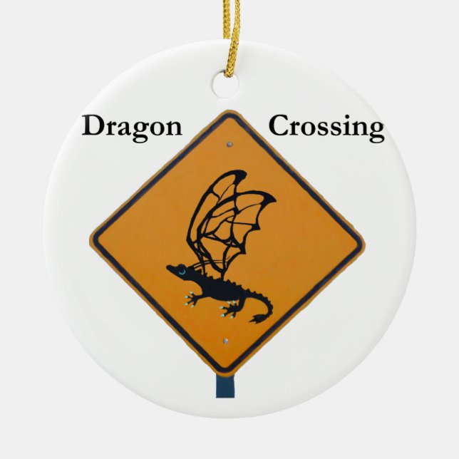 Dragon Crossing Ceramic Ornament (Front)