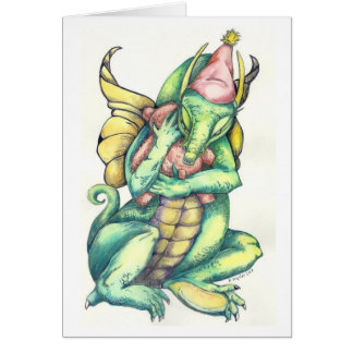 Dragon Cuddling Teddy Bear for Comfort Cards