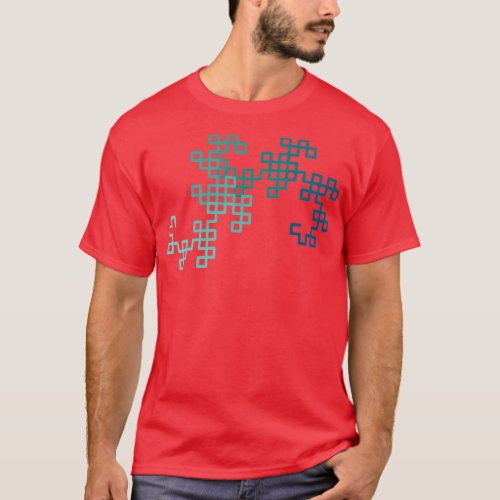 Dragon Curve Fractal 8 Steps Gradient T_Shirt