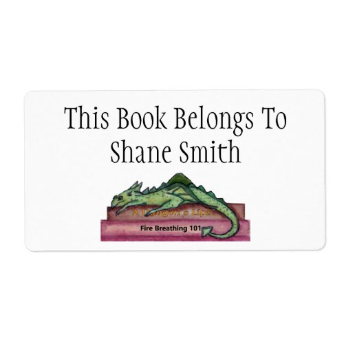 Dragon Custom Name Book Label