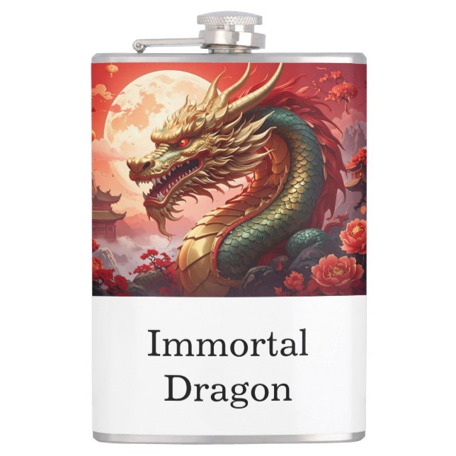 Dragon custom text flask (Front)