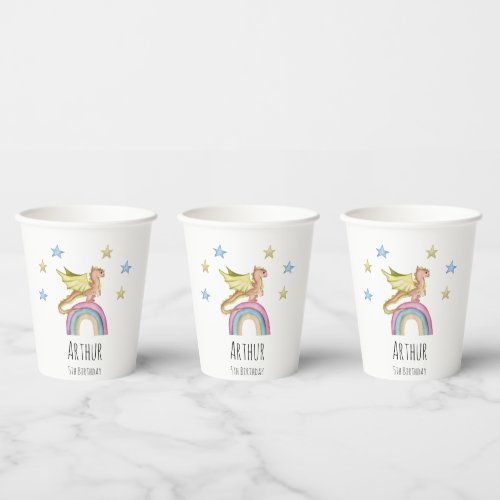 Dragon Cute Castle Magical Medieval Birthday Paper Cups