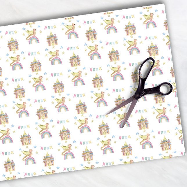 Dragon Cute Castle Magical medieval Funny Tissue Paper (Creator Uploaded)