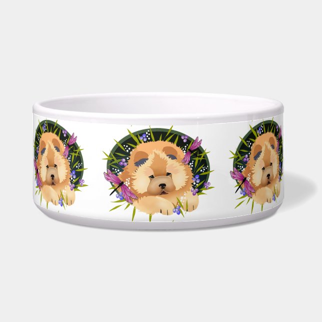 DRAGON DANCE Chow -  Ceramic dog dish (Front)