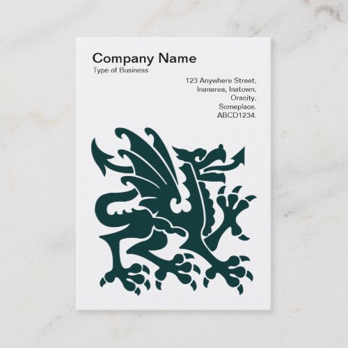 Dragon _ Dark Green on White Business Card
