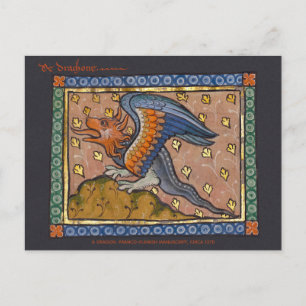 Dragon decorative gold leaf medieval CC0891 Postcard