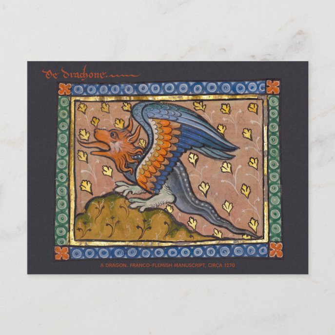 Dragon decorative gold leaf medieval CC0891 Postcard
