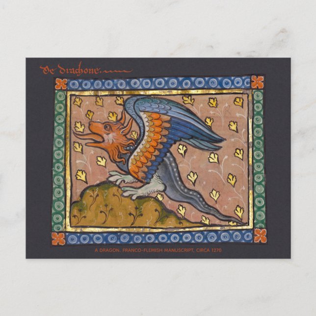 Dragon decorative gold leaf medieval CC0891        Postcard (Front)