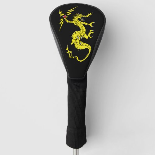 Dragon design black golf head cover