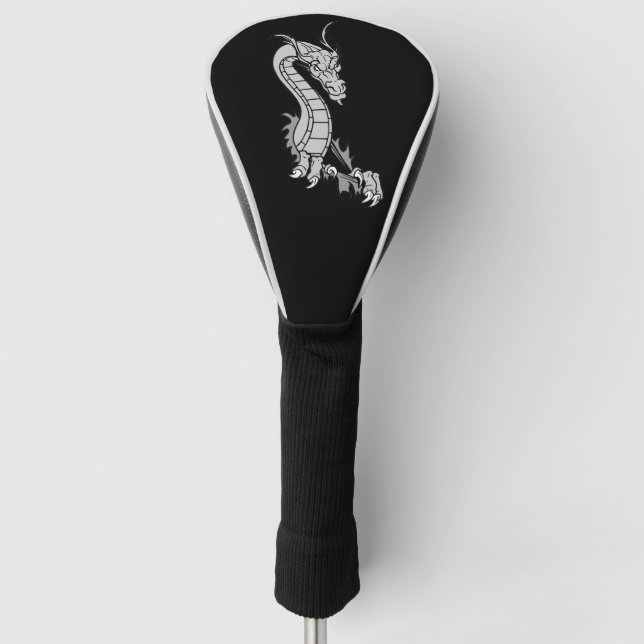 Dragon design black golf headcover (Front)