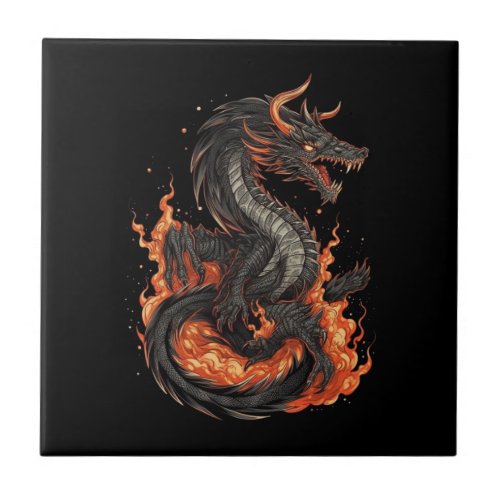 dragon design ceramic tile