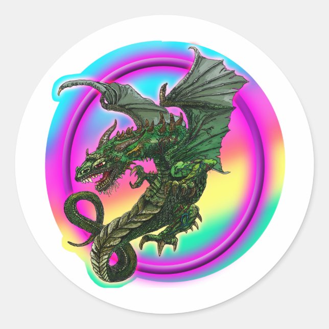 Dragon design classic round sticker (Front)