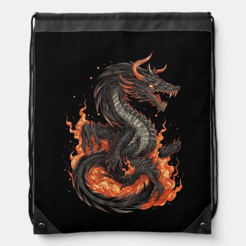 dragon design drawstring bag