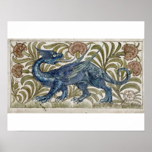 'Dragon' design for a tile (w/c on paper) Poster