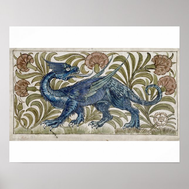 'Dragon' design for a tile (w/c on paper) Poster (Front)