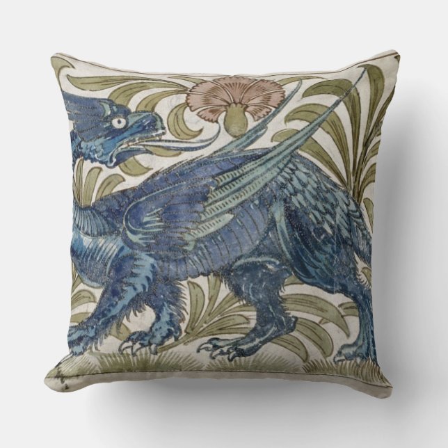 'Dragon' design for a tile (w/c on paper) Throw Pillow (Front)