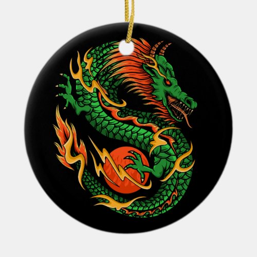 Dragon design illustration ceramic ornament