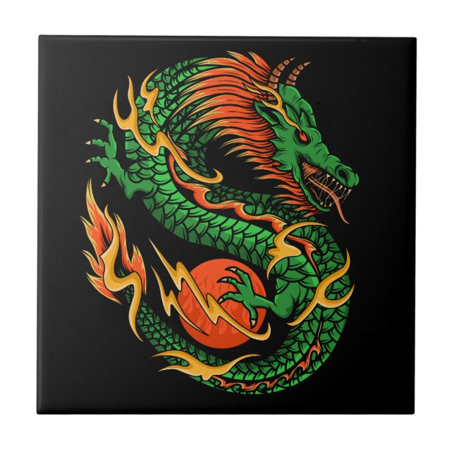Dragon design illustration ceramic tile (Front)