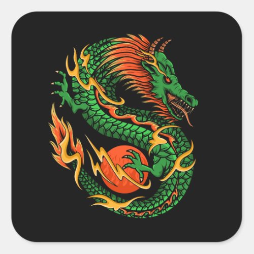 Dragon design illustration square sticker