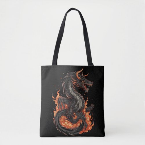dragon design tote bag