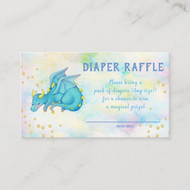 Dragon Diaper Raffle Baby Shower Enclosure Card (Front)