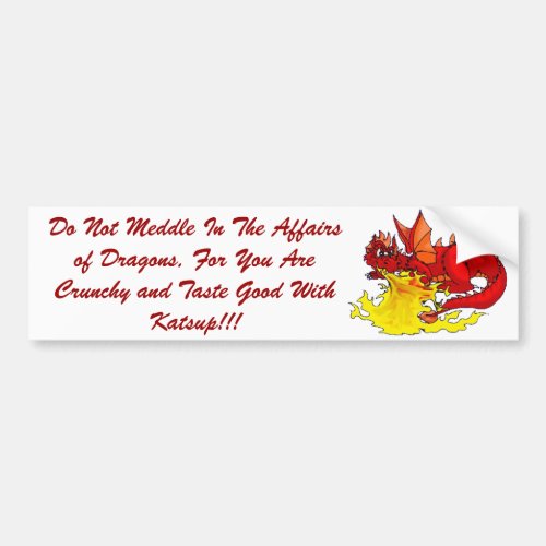 dragon Do Not Meddle In The Affairs of Dragons Bumper Sticker