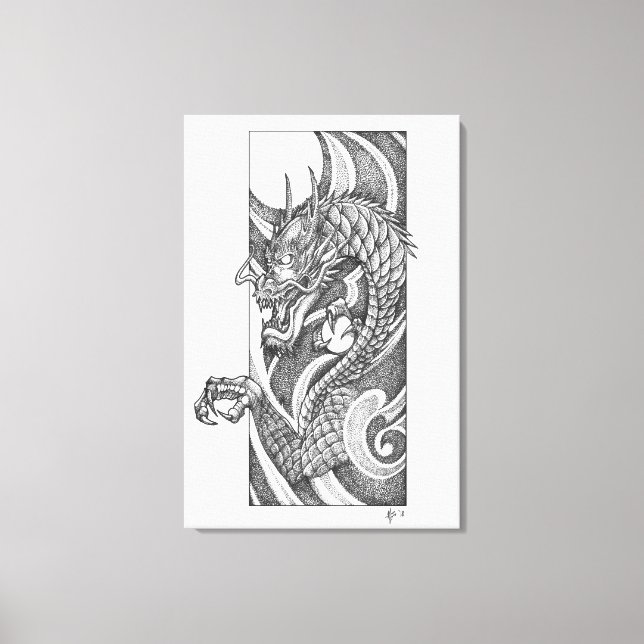 Dragon Dotwork Ryu Canvas Print (Front)