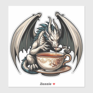 Dragon Drinking Coffee Tea Sticker