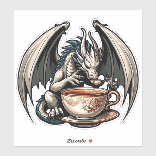 Dragon Drinking Coffee Tea Sticker (Sheet)