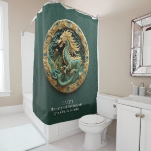 Dragon Earth Element Green Fantasy Mythical Shower Curtain
