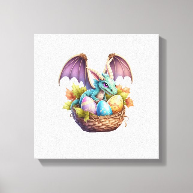 Dragon Easter Day Loves Collecting Easter Eggs Dra Canvas Print (Front)