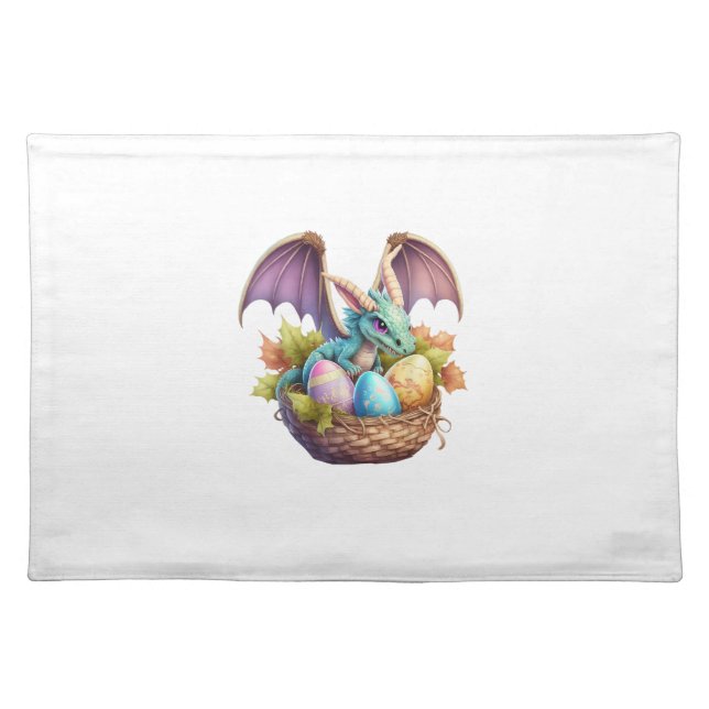 Dragon Easter Day Loves Collecting Easter Eggs Dra Cloth Placemat (Front)