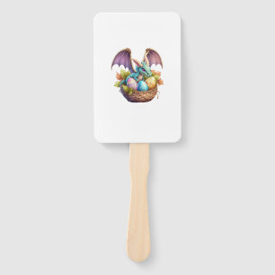 Dragon Easter Day Loves Collecting Easter Eggs Dra Hand Fan