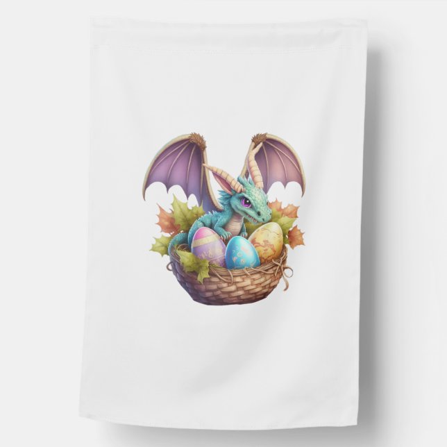 Dragon Easter Day Loves Collecting Easter Eggs Dra House Flag (Front)