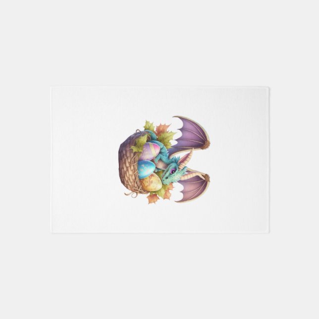 Dragon Easter Day Loves Collecting Easter Eggs Dra Rug (Front)