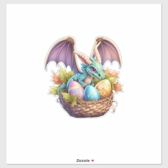 Dragon Easter Day Loves Collecting Easter Eggs Dra Sticker (Sheet)