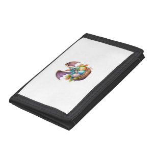 Dragon Easter Day Loves Collecting Easter Eggs Dra Trifold Wallet
