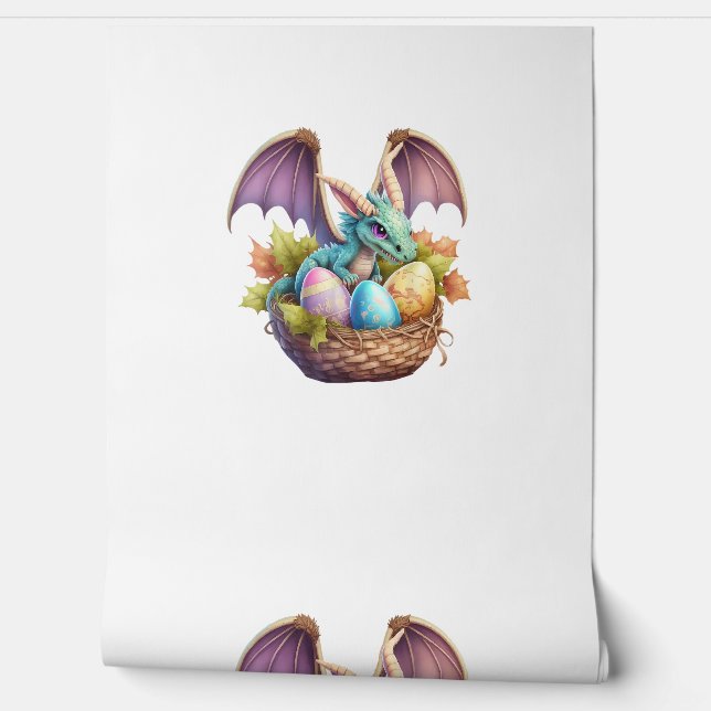 Dragon Easter Day Loves Collecting Easter Eggs Dra Wallpaper (Unrolling)